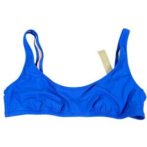 NWT J.Crew Women's Blue Solid Comfortable Heritage Scoopneck Bikini Top Size L